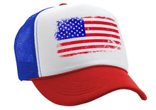 Load image into Gallery viewer, Grunge American Flag - Patriotic usa murica - Vintage Retro Style Trucker Cap Hat - Five Panel Retro Style TRUCKER Cap
