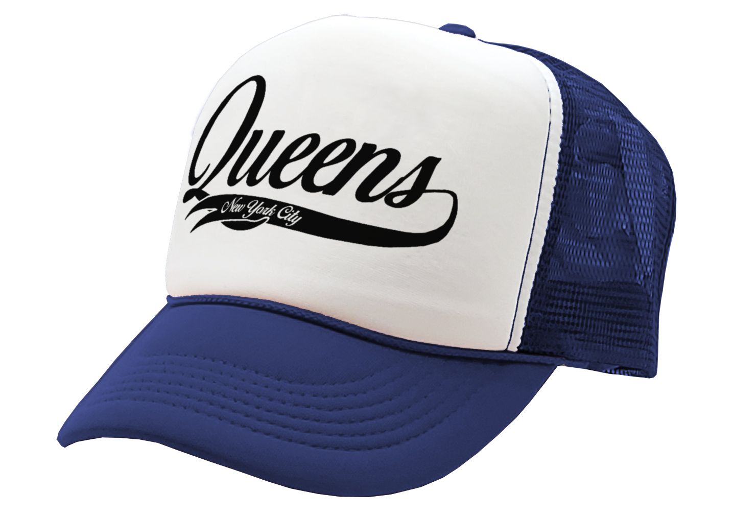 QUEENS - nyc new york city borough brooklyn - Vintage Retro Style Trucker Cap Hat - Five Panel Retro Style TRUCKER Cap