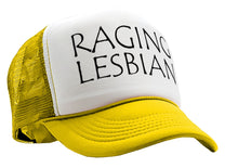 Load image into Gallery viewer, RAGING LESBIAN - lgbtq spectrum gay rights - Vintage Retro Style Trucker Cap Hat - Five Panel Retro Style TRUCKER Cap
