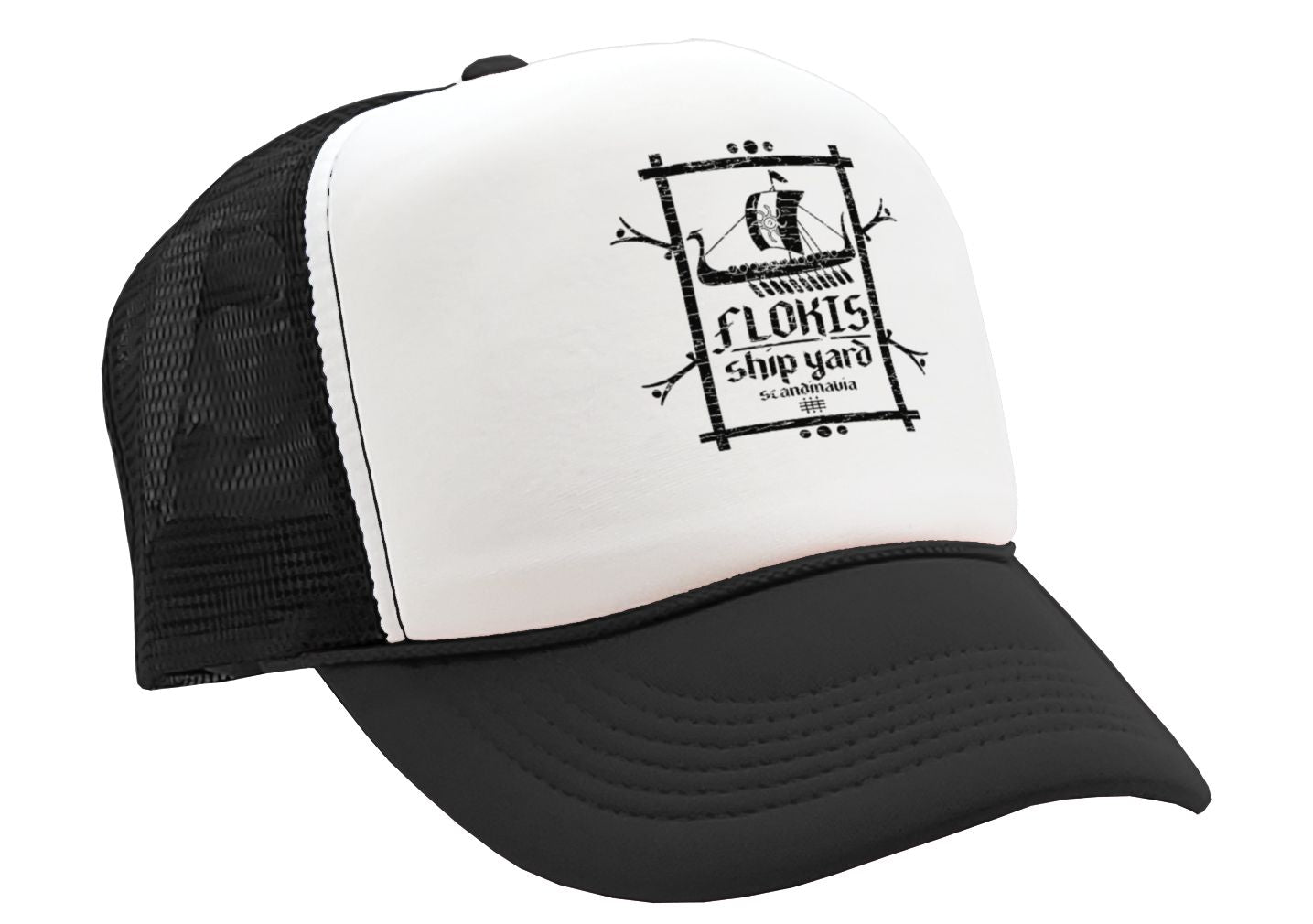 FLOKIS SHIPYARD - viking show norse - Vintage Retro Style Trucker Cap Hat - Five Panel Retro Style TRUCKER Cap