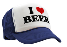 Load image into Gallery viewer, I HEART BEER - funny joke party gag - Vintage Retro Style Trucker Cap Hat - Five Panel Retro Style TRUCKER Cap
