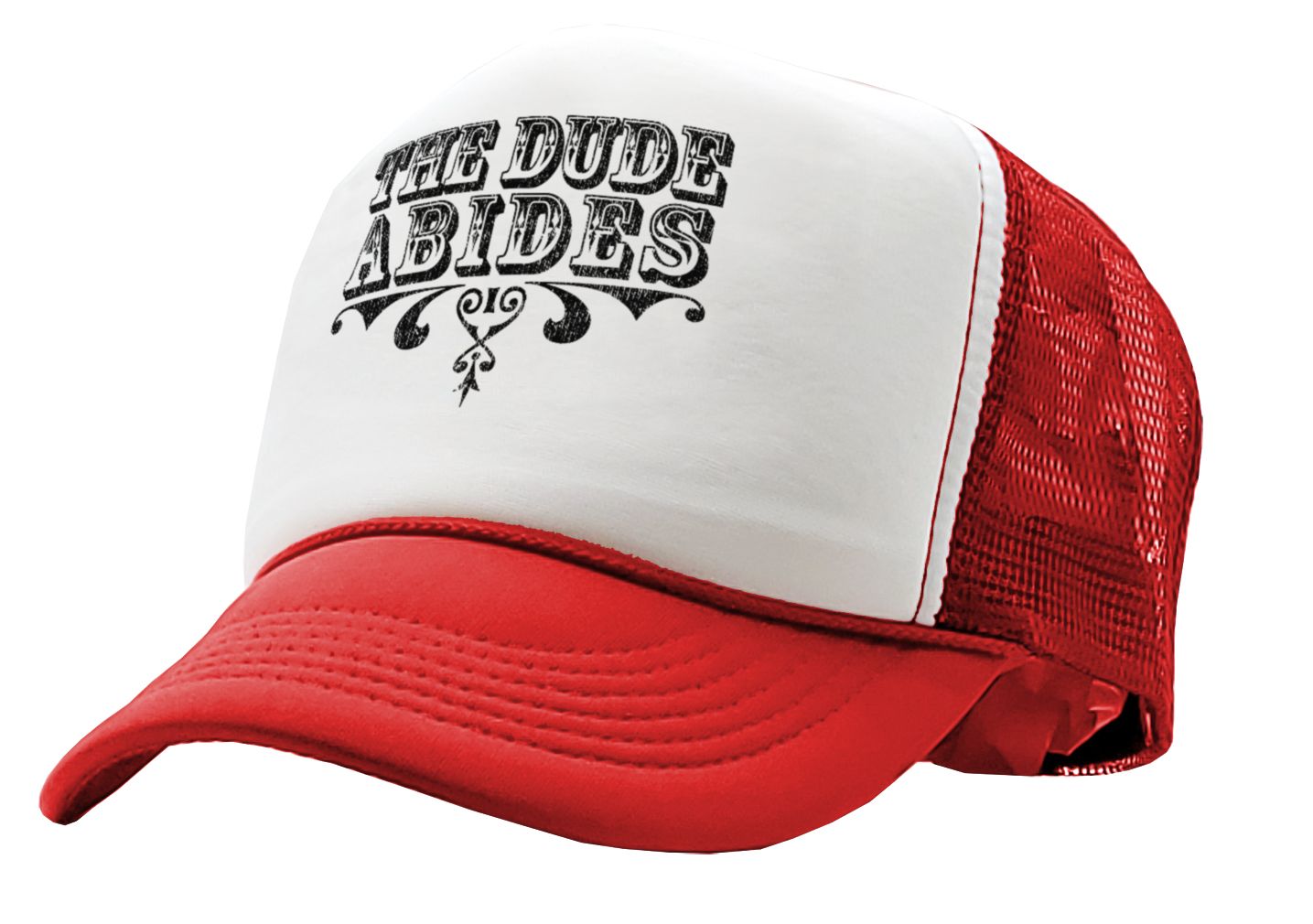 THE DUDE ABIDES - lebowski funny - Vintage Retro Style Trucker Cap Hat - Five Panel Retro Style TRUCKER Cap