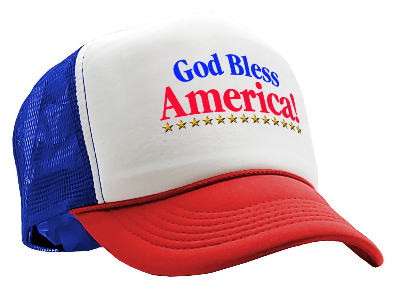 GOD BLESS AMERICA - Five Panel Retro Style TRUCKER Cap