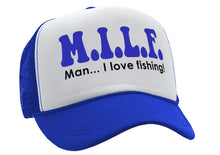 Load image into Gallery viewer, MILF - Man I Love Fishing - Vintage Retro Style Trucker Cap Hat - Five Panel Retro Style TRUCKER Cap
