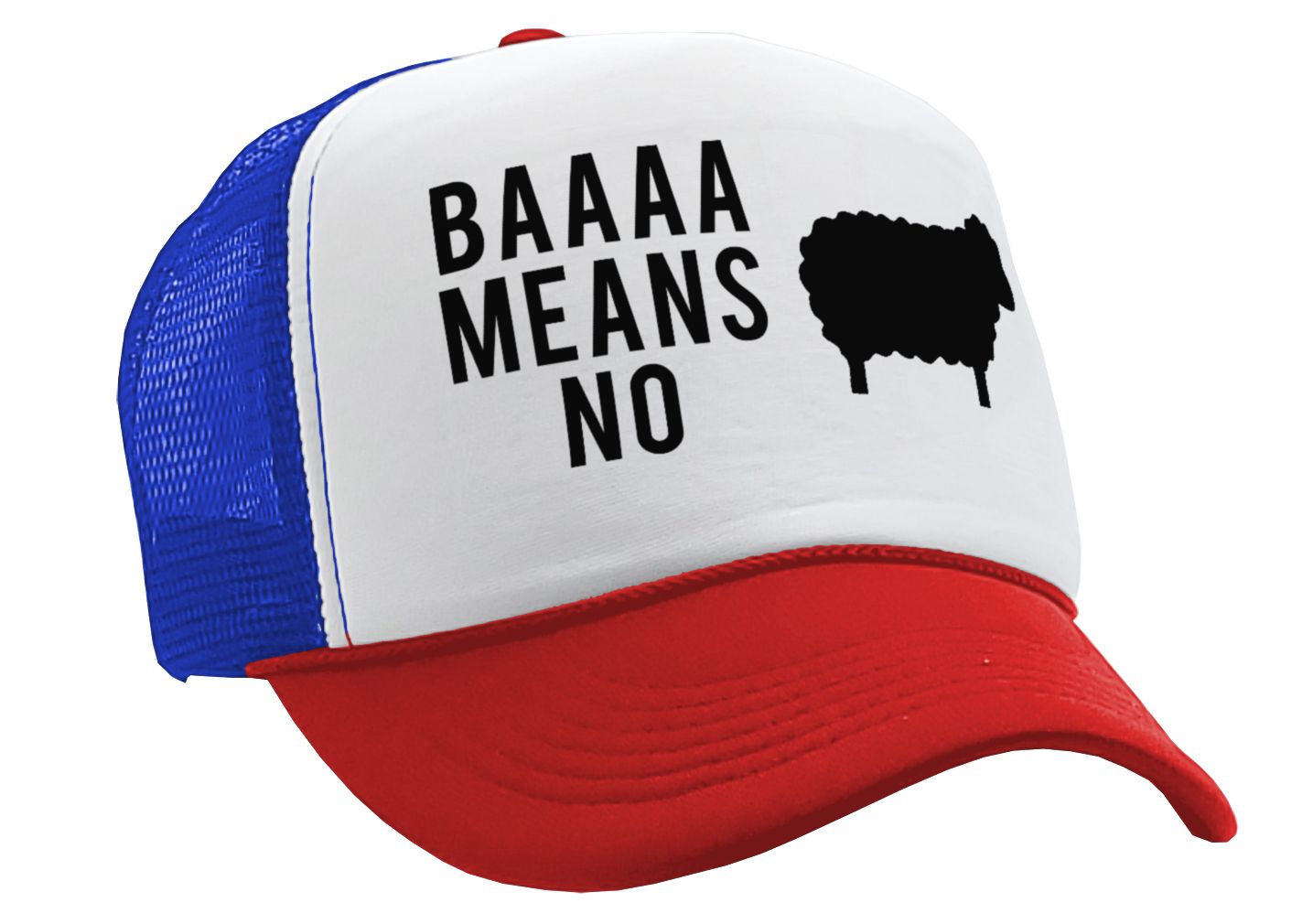 BAAAAAA MEANS NO - sheep parody joke gag - Vintage Retro Style Trucker Cap Hat - Five Panel Retro Style TRUCKER Cap