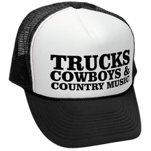 Load image into Gallery viewer, Trucks Cowboys &amp; Country Music Trucker Hat - Mesh Cap - Five Panel Retro Style TRUCKER Cap
