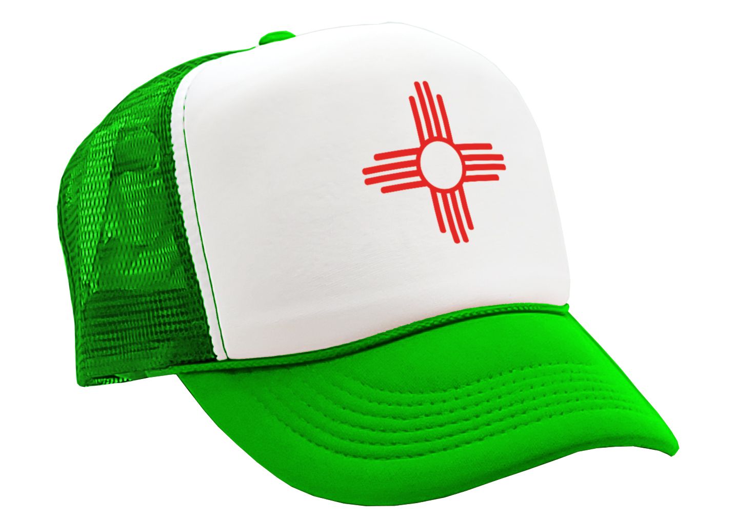 NEW MEXICO FLAG - zia symbol state flag - Adult Trucker Cap Hat - Five Panel Retro Style TRUCKER Cap