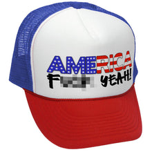 Load image into Gallery viewer, AMERICA - FUCK YEAH! 4th july patriot - Vintage Retro Style Trucker Cap Hat - Five Panel Retro Style TRUCKER Cap
