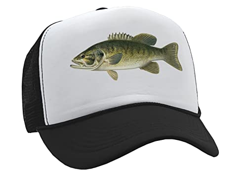 The Goozler - SMALLMOUTH BASS - Small Mouth bass Angler Fishing - Vintage Retro Style Trucker Cap Hat