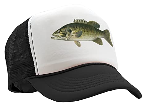 The Goozler - SMALLMOUTH BASS - Small Mouth bass Angler Fishing - Vintage Retro Style Trucker Cap Hat