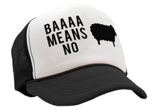 Load image into Gallery viewer, BAAAAAA MEANS NO - sheep parody joke gag - Vintage Retro Style Trucker Cap Hat - Five Panel Retro Style TRUCKER Cap
