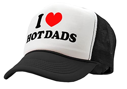 Nukem Cap Company - I Heart Hot Dads - Vintage Retro Style Trucker Cap Hat