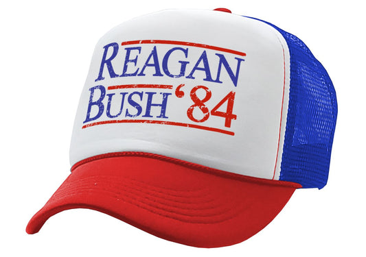 REAGAN BUSH '84 - funny retro vintage style - Unisex Adult Trucker Cap Hat - Five Panel Retro Style TRUCKER Cap