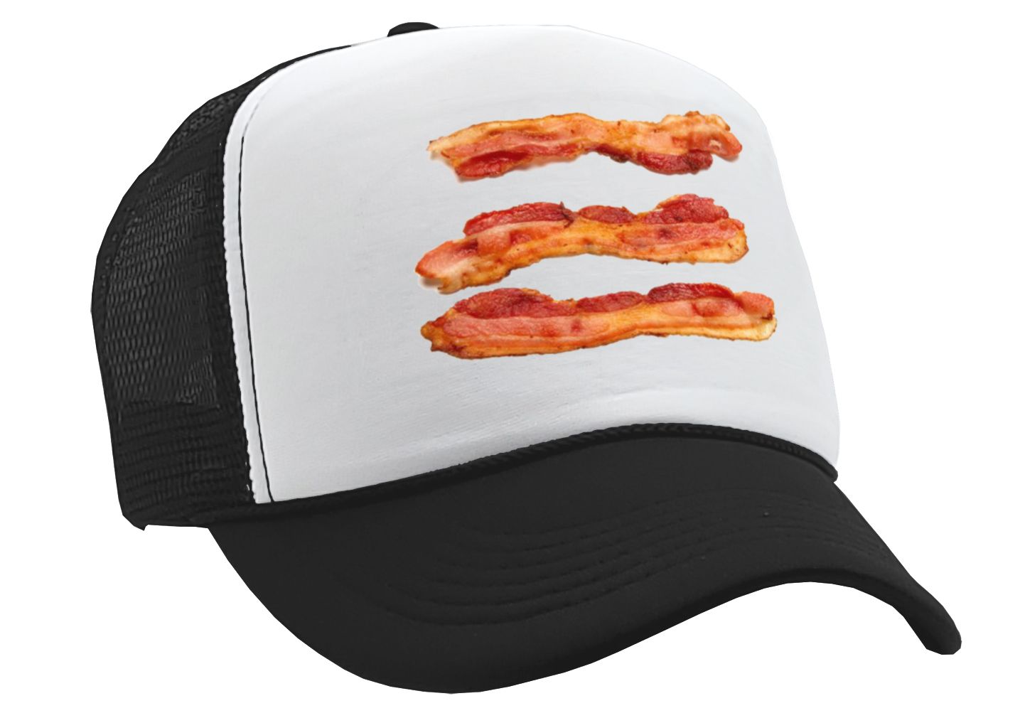 BACON - delicious breakfast ham - Vintage Retro Style Trucker Cap Hat - Five Panel Retro Style TRUCKER Cap