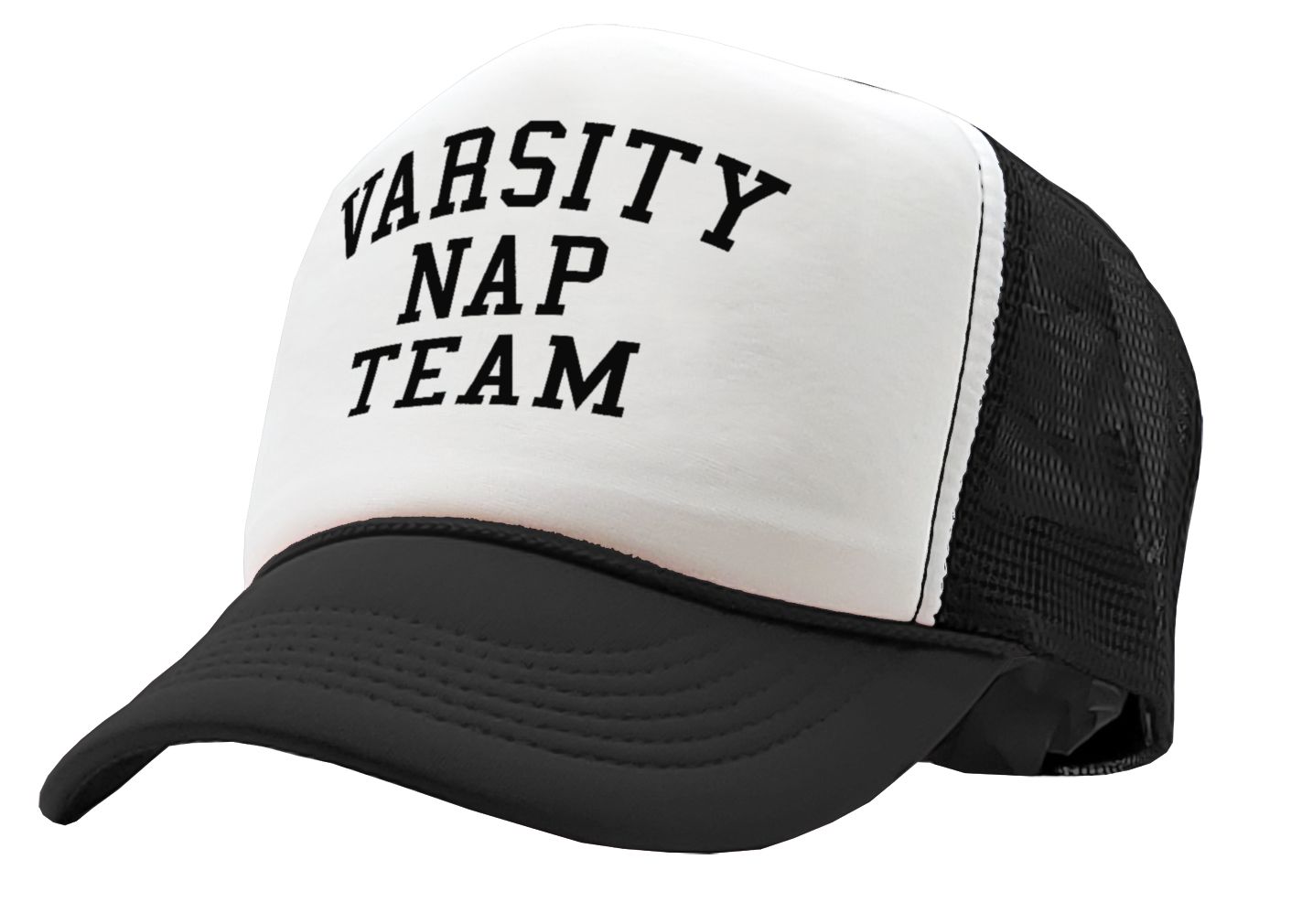 VARSITY NAP TEAM - college sleep joke - Vintage Retro Style Trucker Cap Hat - Five Panel Retro Style TRUCKER Cap