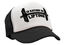 Load image into Gallery viewer, I&#39;D RATHER BE LIFTING - workout weight lift gains - Retro Style Trucker Cap Hat - Five Panel Retro Style TRUCKER Cap
