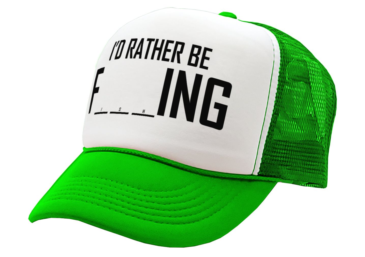 I'D RATHER BE F___ING - fishing funny joke - Mesh Trucker Hat Cap - Five Panel Retro Style TRUCKER Cap