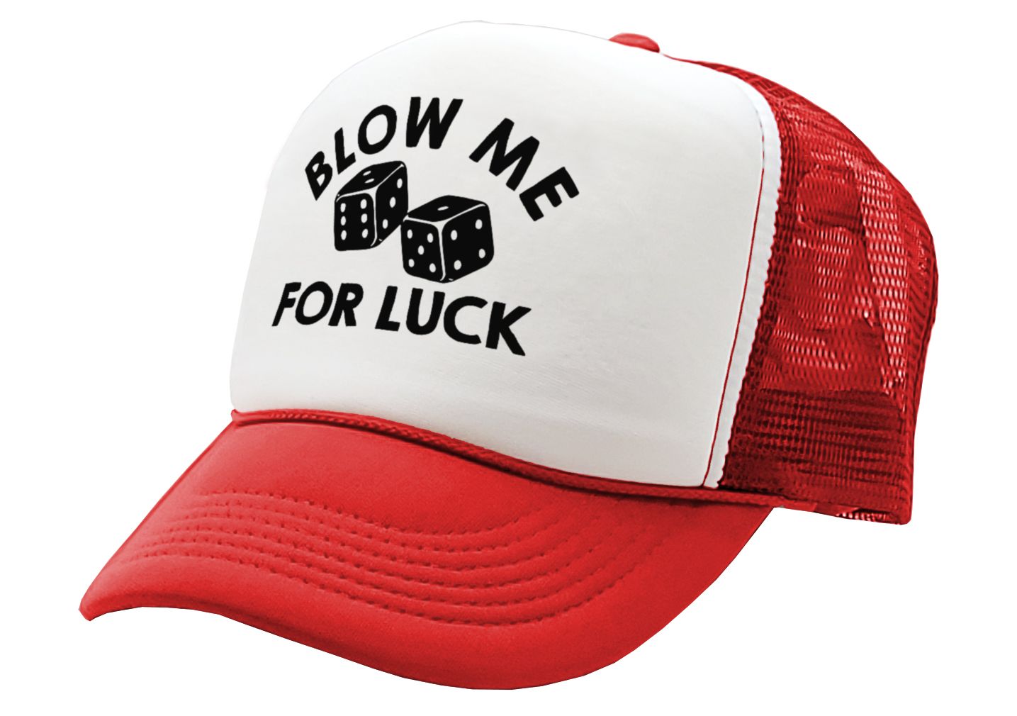 BLOW ME for LUCK - casino craps dice - Vintage Retro Style Trucker Cap Hat