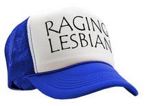 Load image into Gallery viewer, RAGING LESBIAN - lgbtq spectrum gay rights - Vintage Retro Style Trucker Cap Hat - Five Panel Retro Style TRUCKER Cap
