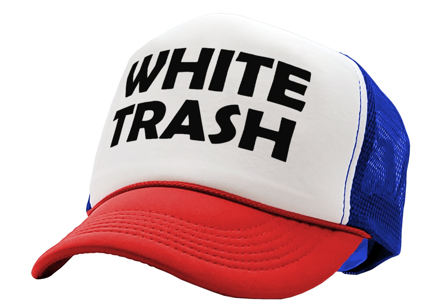 WHITE TRASH - redneck hillbilly funny prank - Vintage Retro Style Trucker Cap Hat - Five Panel Retro Style TRUCKER Cap