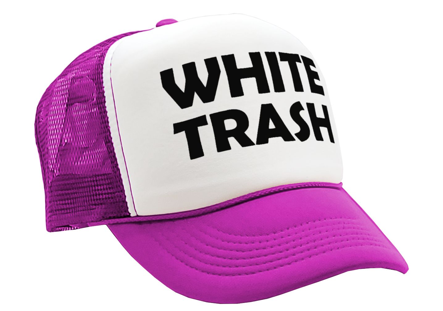 WHITE TRASH - redneck hillbilly funny prank - Vintage Retro Style Trucker Cap Hat - Five Panel Retro Style TRUCKER Cap