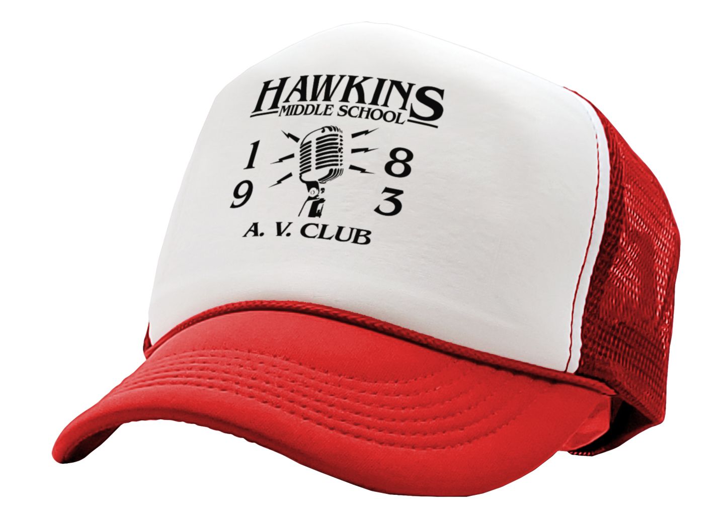 HAWKINS MIDDLE SCHOOL - AV CLUB - stranger - Vintage Retro Style Trucker Cap Hat - Five Panel Retro Style TRUCKER Cap