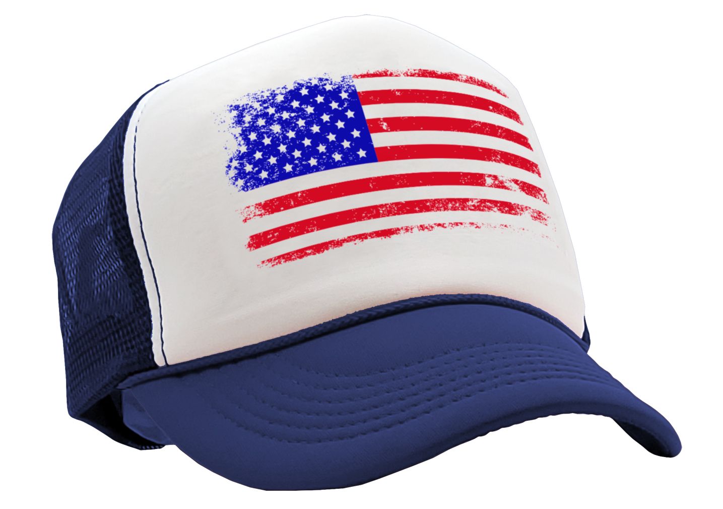 Grunge American Flag - Patriotic usa murica - Vintage Retro Style Trucker Cap Hat - Five Panel Retro Style TRUCKER Cap