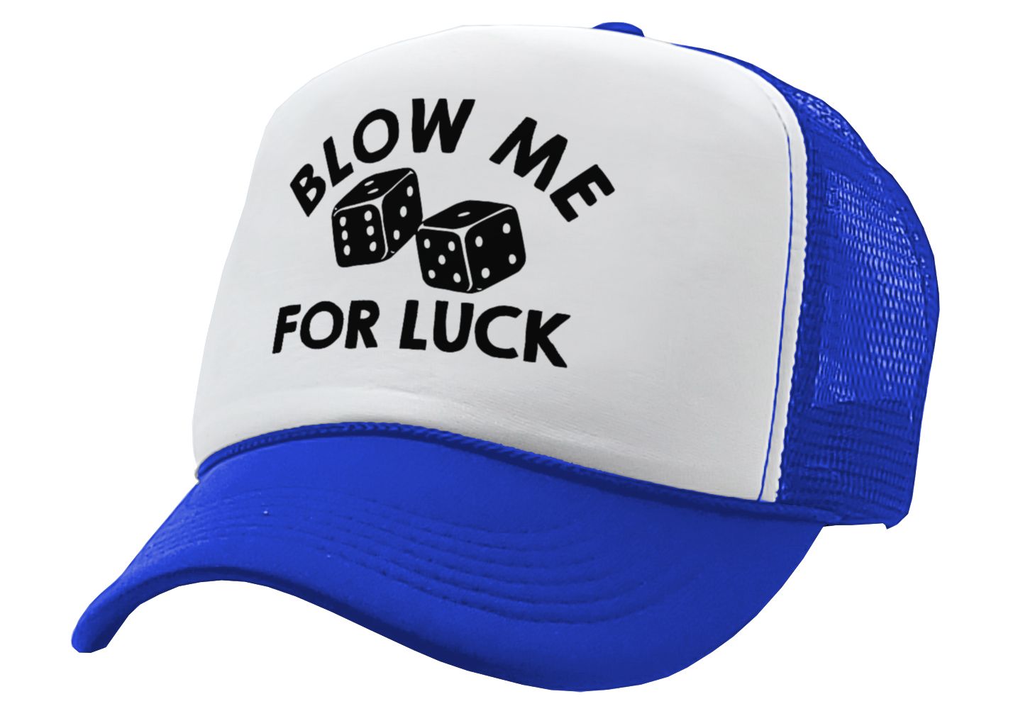 BLOW ME for LUCK - casino craps dice - Vintage Retro Style Trucker Cap Hat - Five Panel Retro Style TRUCKER Cap