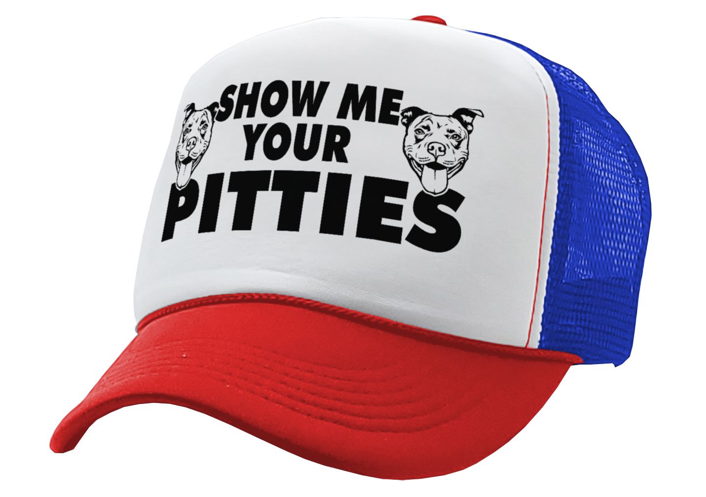 Show Me Your PITTIES - pit bull dog pitbull love - Vintage Retro Style Trucker Cap Hat - Five Panel Retro Style TRUCKER Cap