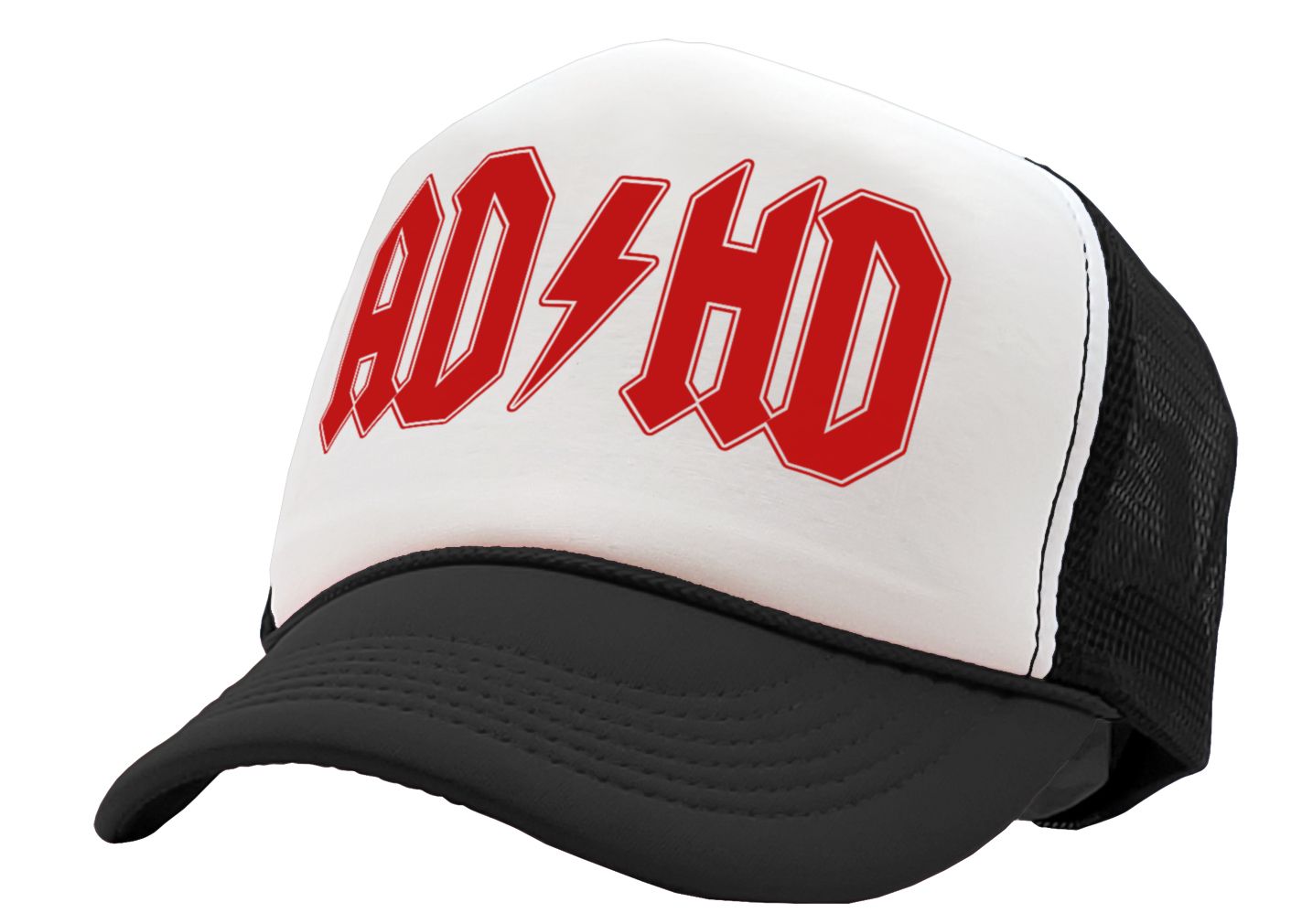 AD-HD - funny science joke music - Vintage Retro Style Trucker Cap Hat - Five Panel Retro Style TRUCKER Cap