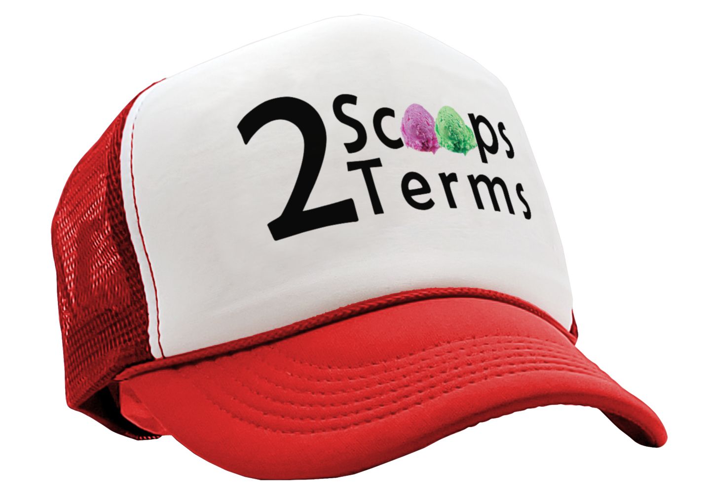 TWO SCOOPS - 2 TERMS - Five Panel Retro Style TRUCKER Cap