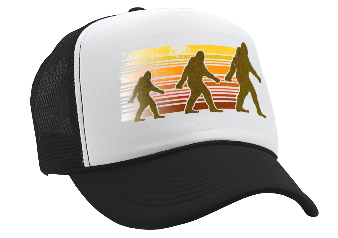 SASQUATCH WALKING - squatch hunter spookin - Vintage Retro Style Trucker Cap Hat - Five Panel Retro Style TRUCKER Cap