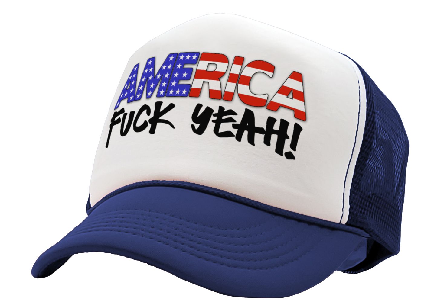 AMERICA - FUCK YEAH! 4th july patriot - Vintage Retro Style Trucker Cap Hat - Five Panel Retro Style TRUCKER Cap