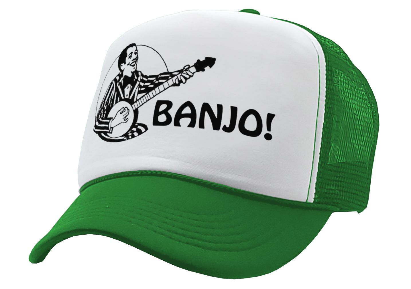 HIPSTER BANJO - deliver music hills - Vintage Retro Style Trucker Cap Hat - Five Panel Retro Style TRUCKER Cap