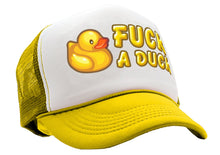 Load image into Gallery viewer, F___ A DUCK - funny dare gift gag rubber ducky - Vintage Retro Style Trucker Cap Hat - Five Panel Retro Style TRUCKER Cap
