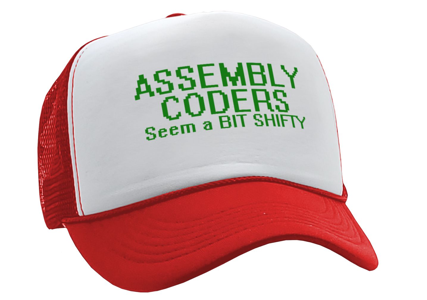 ASSEMBLY CODERS Seem a BIT Shifty - Five Panel Retro Style TRUCKER Cap