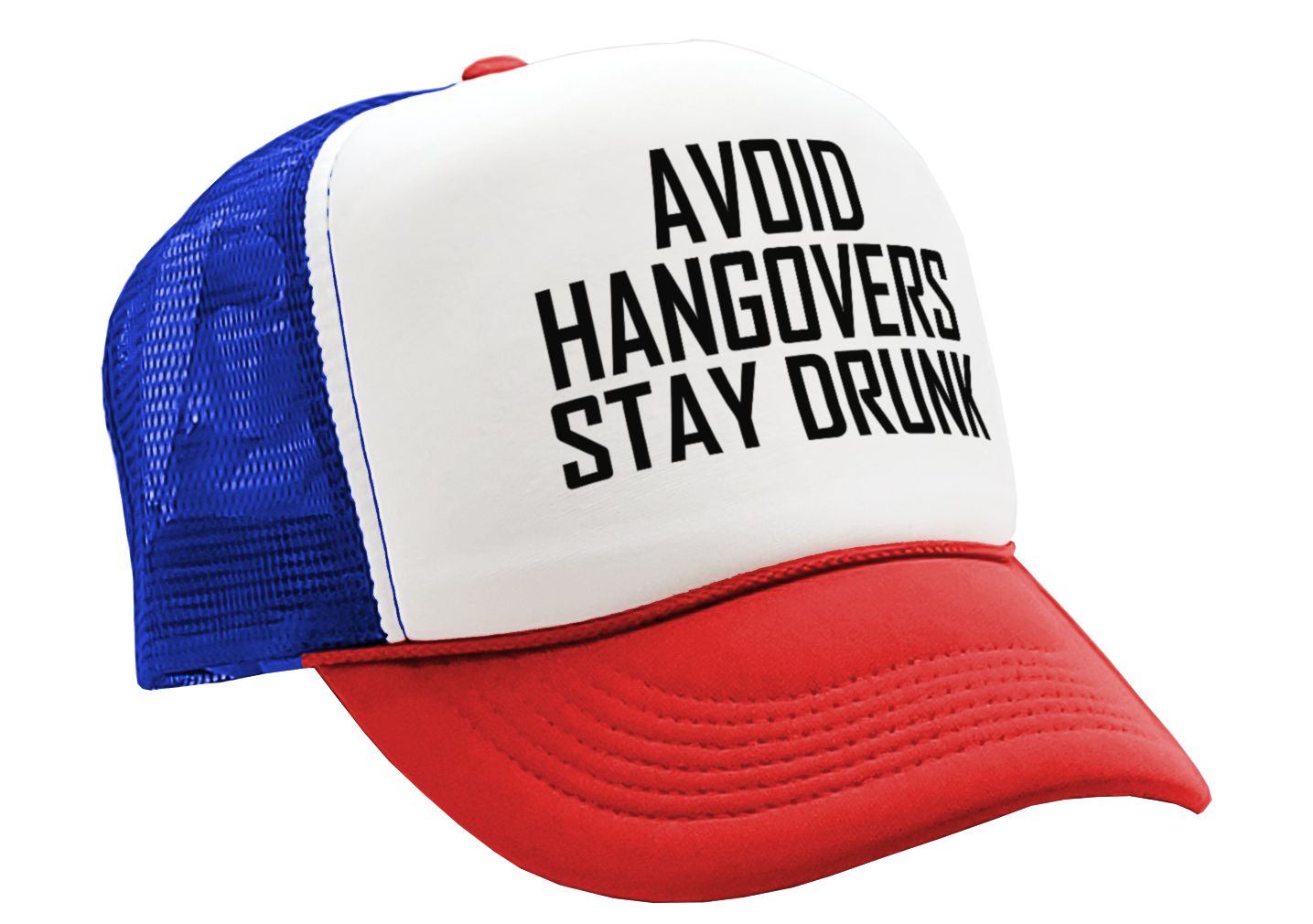 AVOID HANGOVERS - Stay Drunk - funny joke - Vintage Retro Style Trucker Cap Hat - Five Panel Retro Style TRUCKER Cap