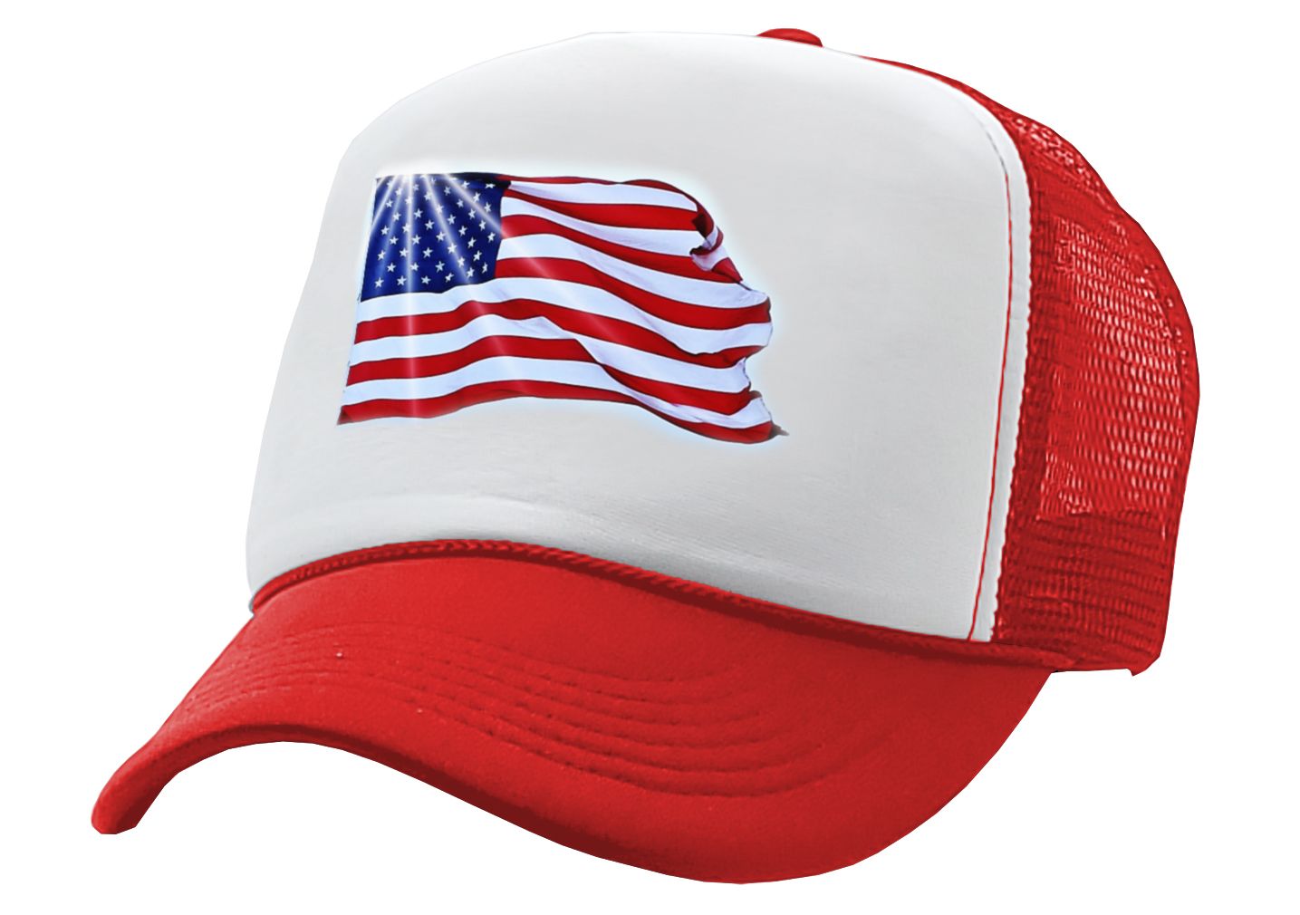 USA FLAG - Five Panel Retro Style TRUCKER Cap