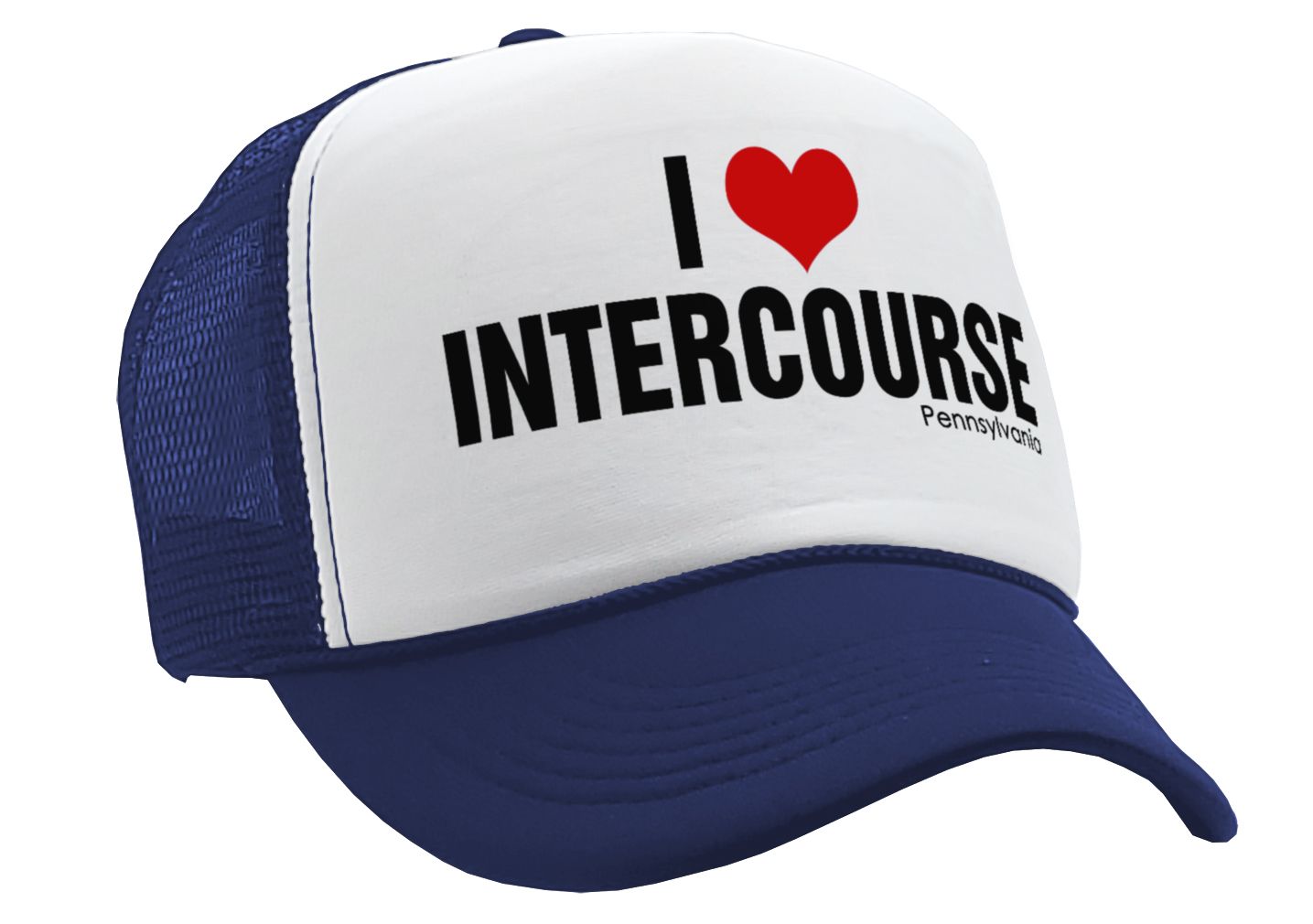 I HEART INTERCOURSE pennsylvania pa joke - Vintage Retro Style Trucker Cap Hat - Five Panel Retro Style TRUCKER Cap