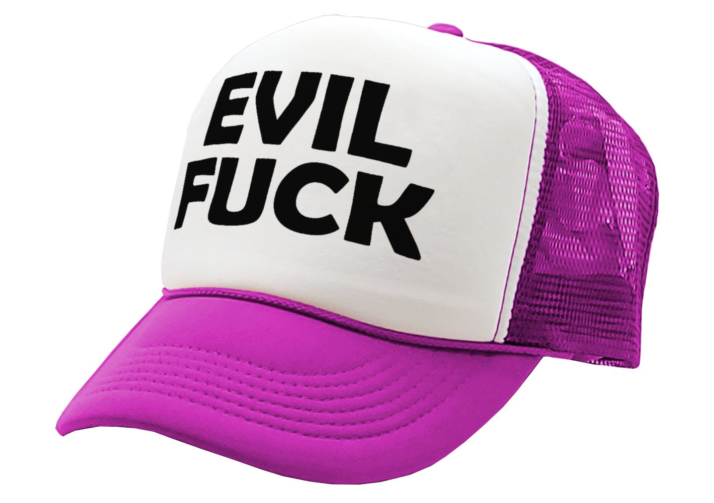 EVIL FUCK - sadistic bastard sick twisted - Vintage Retro Style Trucker Cap Hat - Five Panel Retro Style TRUCKER Cap