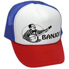 Load image into Gallery viewer, HIPSTER BANJO - deliver music hills - Vintage Retro Style Trucker Cap Hat - Five Panel Retro Style TRUCKER Cap
