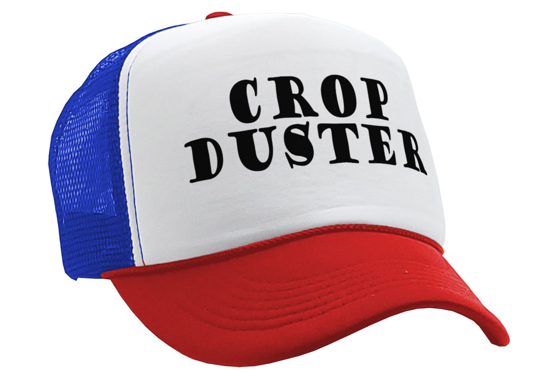 CROP DUSTER - funny fart prank joke - Vintage Retro Style Trucker Cap Hat - Five Panel Retro Style TRUCKER Cap