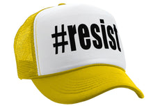 Load image into Gallery viewer, RESIST - hashtag resistance movement fight - Vintage Retro Style Trucker Cap Hat - Five Panel Retro Style TRUCKER Cap
