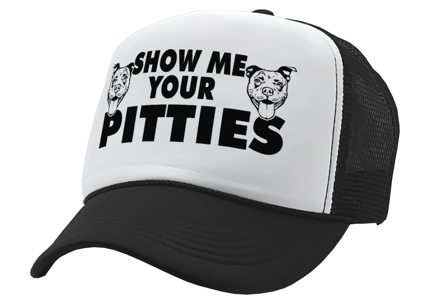 Show Me Your PITTIES - pit bull dog pitbull love - Vintage Retro Style Trucker Cap Hat - Five Panel Retro Style TRUCKER Cap