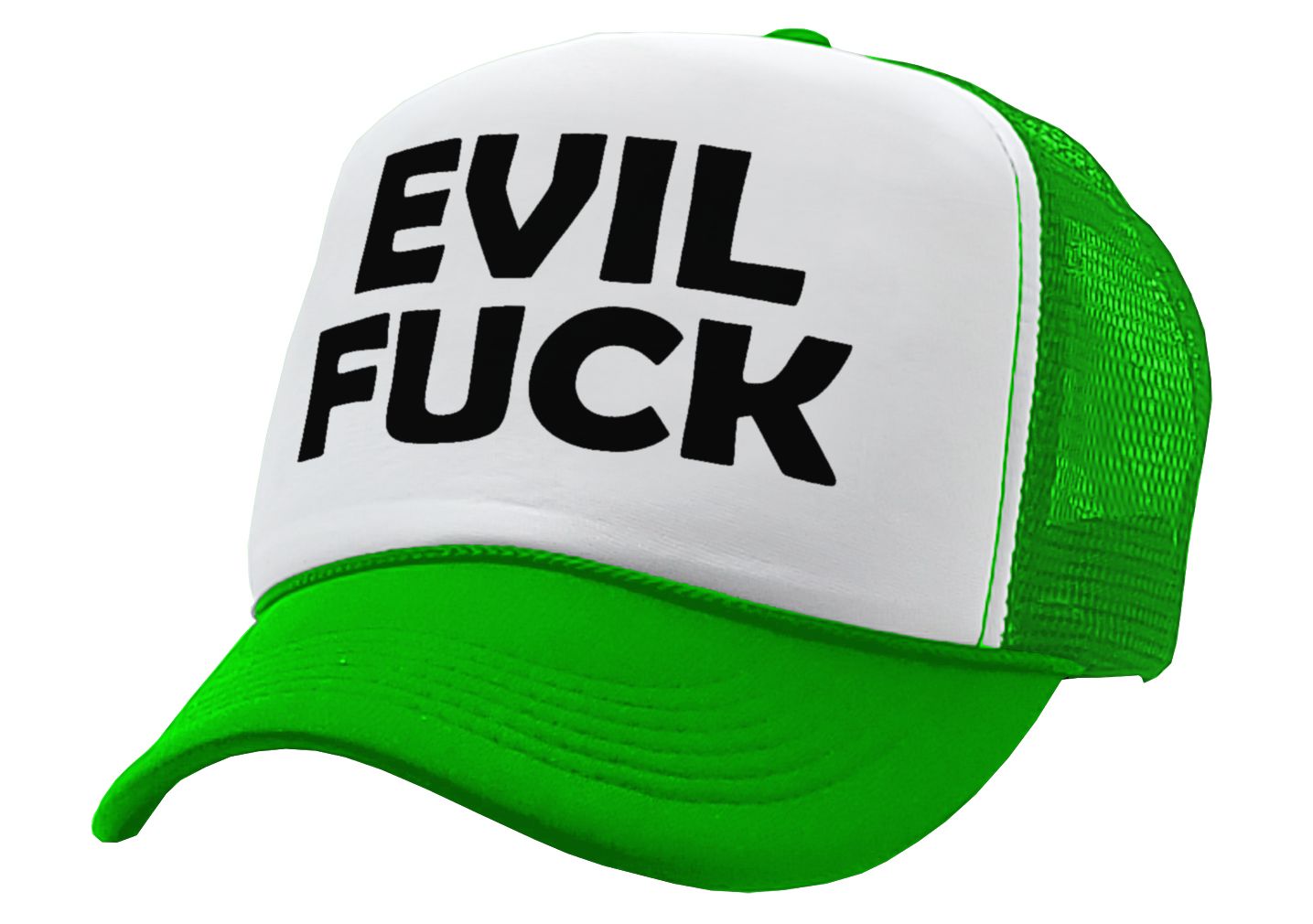 EVIL FUCK - sadistic bastard sick twisted - Vintage Retro Style Trucker Cap Hat - Five Panel Retro Style TRUCKER Cap