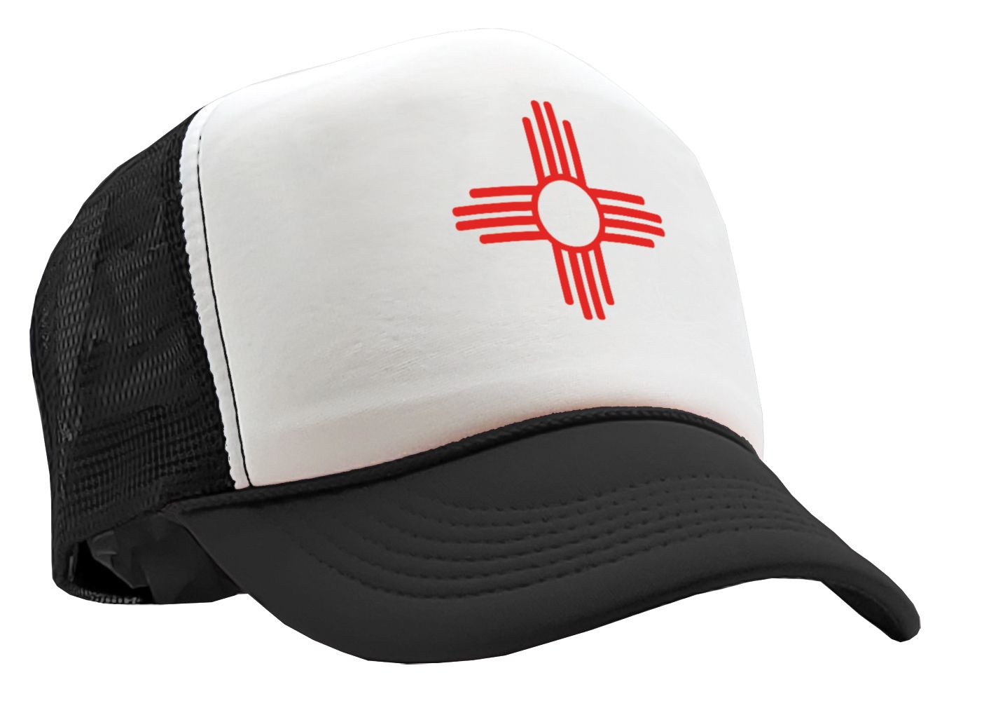 NEW MEXICO FLAG - zia symbol state flag - Adult Trucker Cap Hat - Five Panel Retro Style TRUCKER Cap