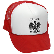 Load image into Gallery viewer, Polska Eagle Trucker Hat - Mesh Cap - Five Panel Retro Style TRUCKER Cap
