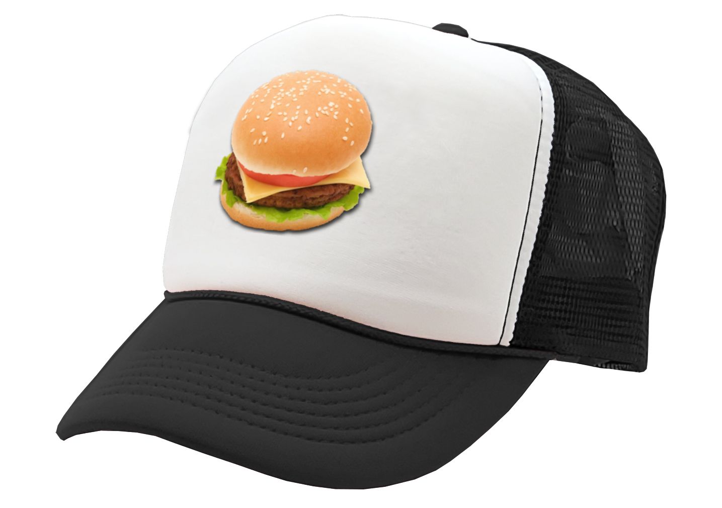 CHEESEBURGER - concession food truck carnival fair - Vintage Retro Style Trucker Cap Hat - Five Panel Retro Style TRUCKER Cap