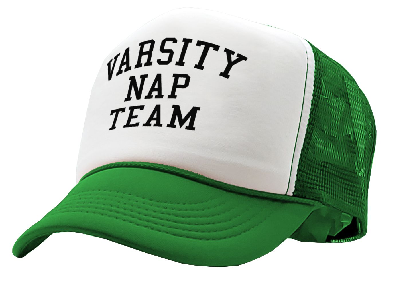 VARSITY NAP TEAM - college sleep joke - Vintage Retro Style Trucker Cap Hat - Five Panel Retro Style TRUCKER Cap