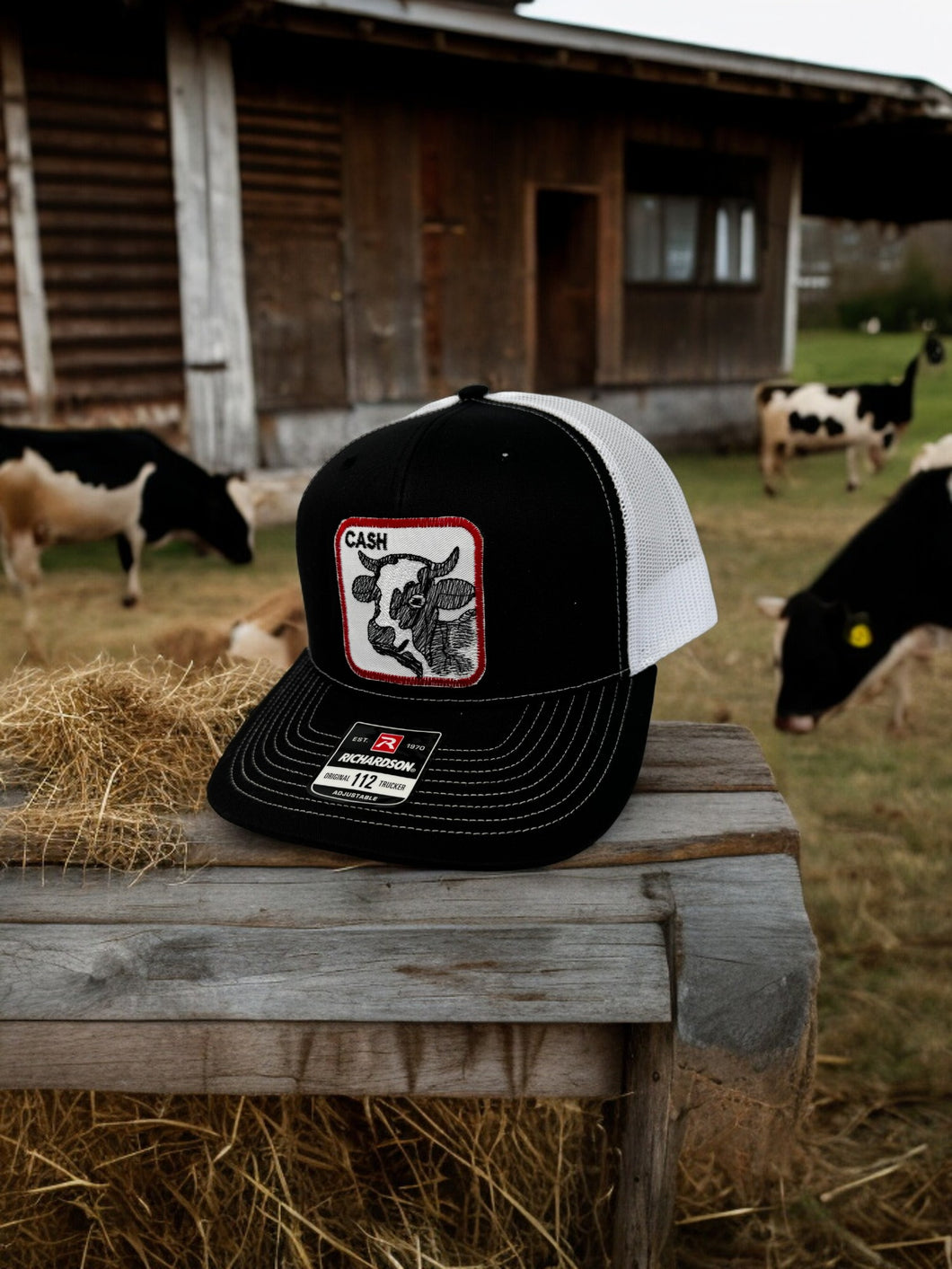 Adjustable Embroidered Snapback Trucker Hat - Cow (Cash) Patch